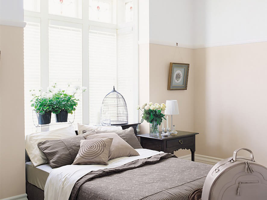 White Neutral Victorian Painted Bedroom With Birdcage